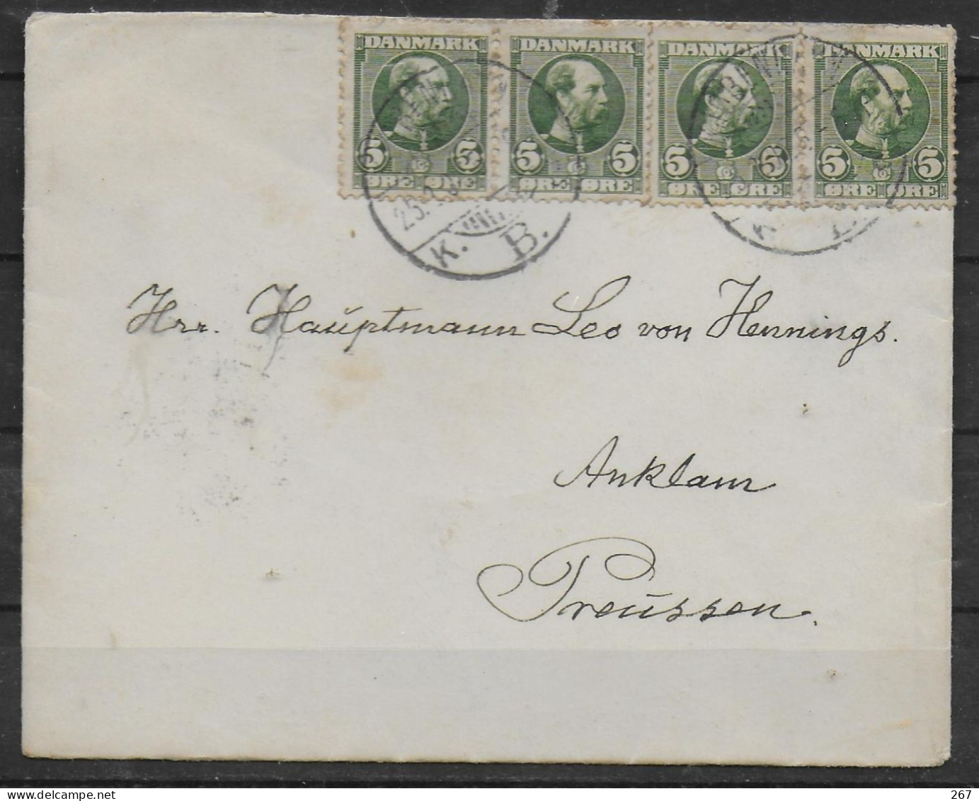 DANEMARK Lettre Frederic VIII - Covers & Documents