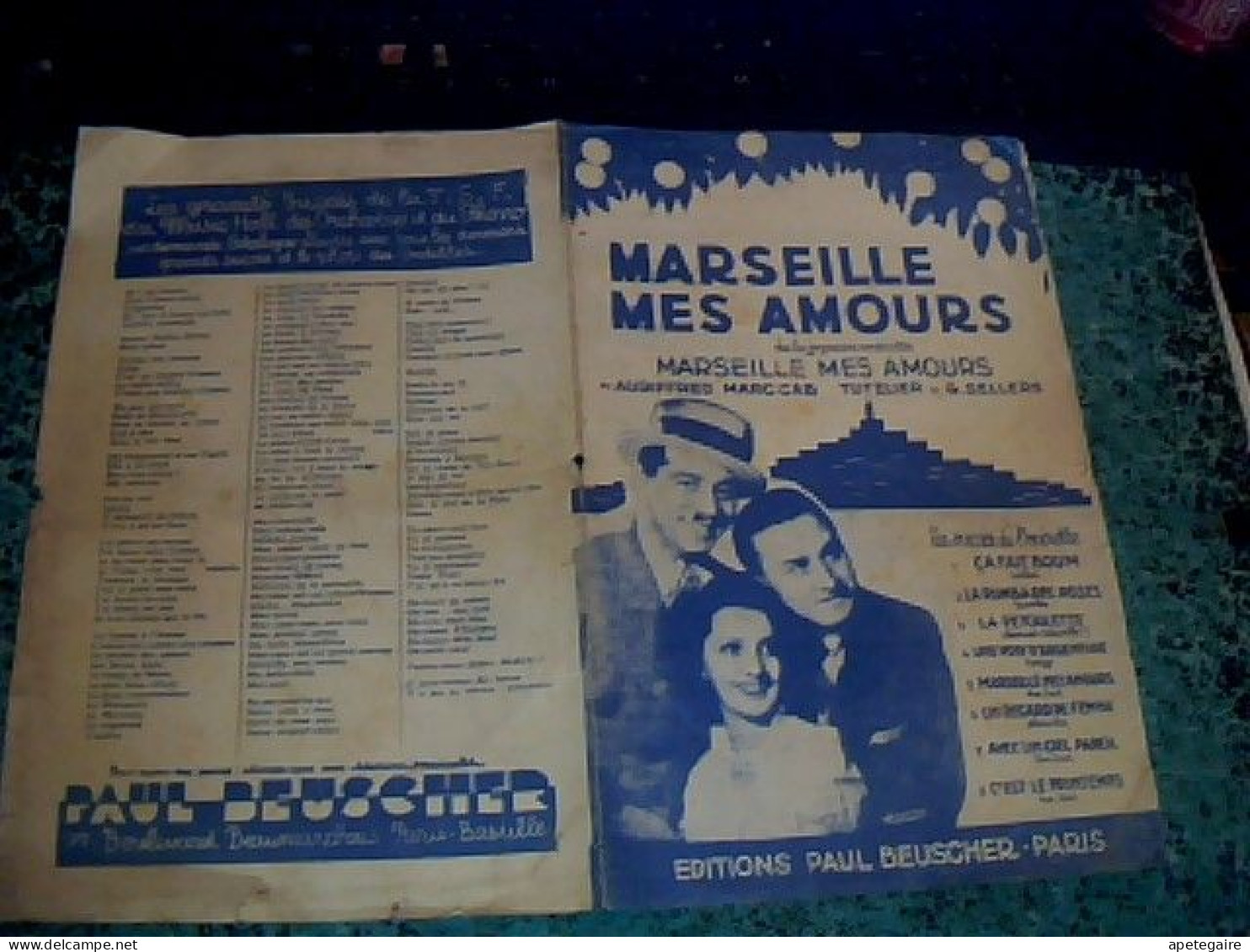 Partition Musicale Marseille De Mes Amours  Année 1942 - Partitions Musicales Anciennes