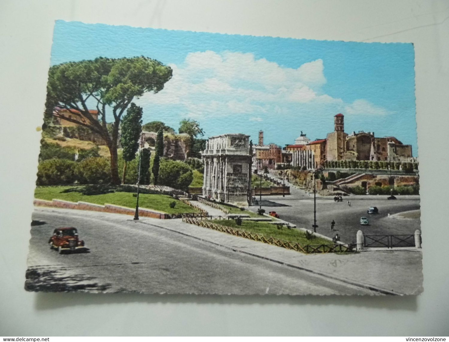 Cartolina Viaggiata "ROMA Panorama E Arco Di Costantino" 1965 - Stadi & Strutture Sportive