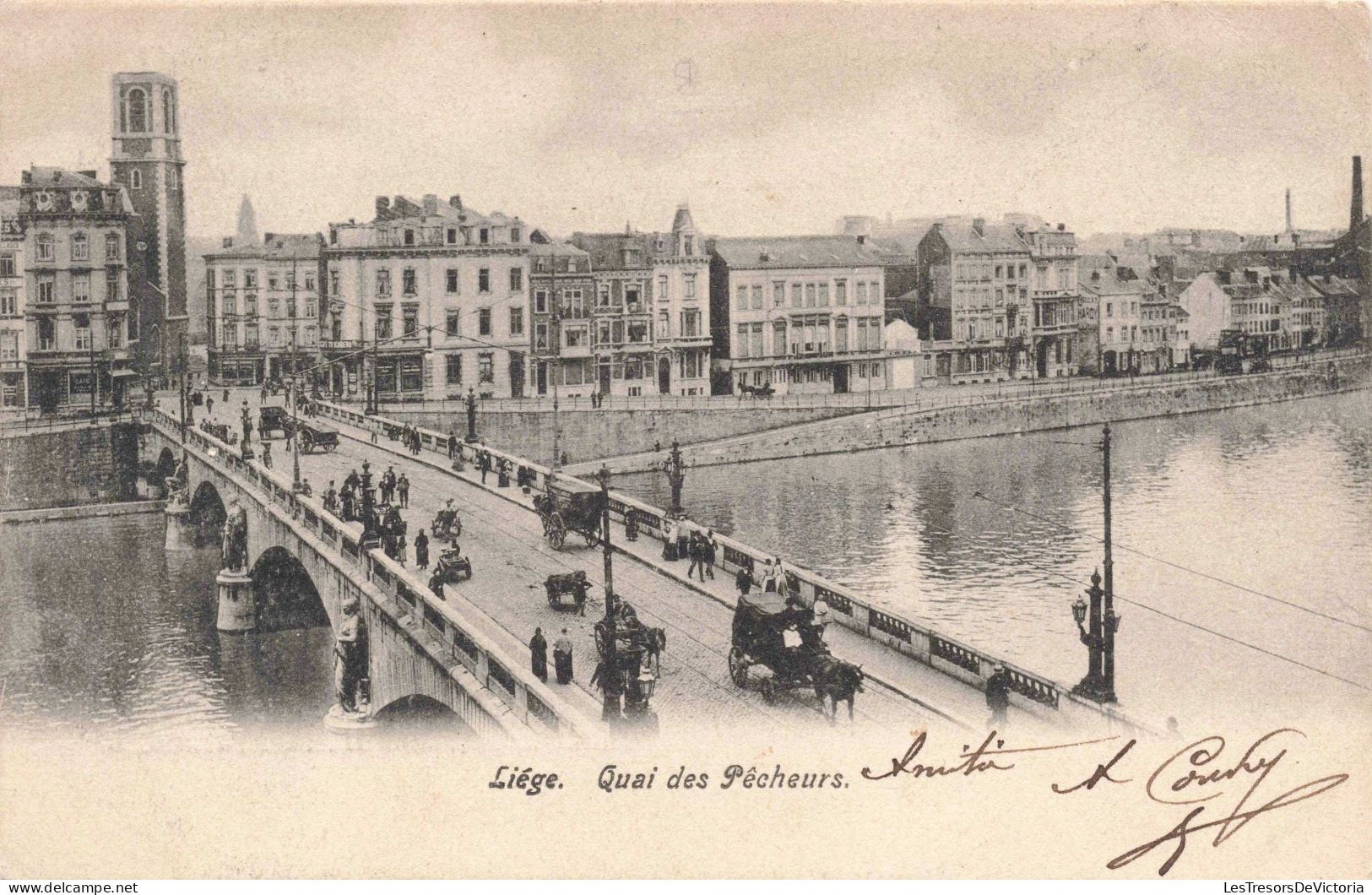 BELGIQUE - Liège - Quai Des Pêcheurs - Pont - Chevaux -  Animé - Carte Postale Ancienne - Liege