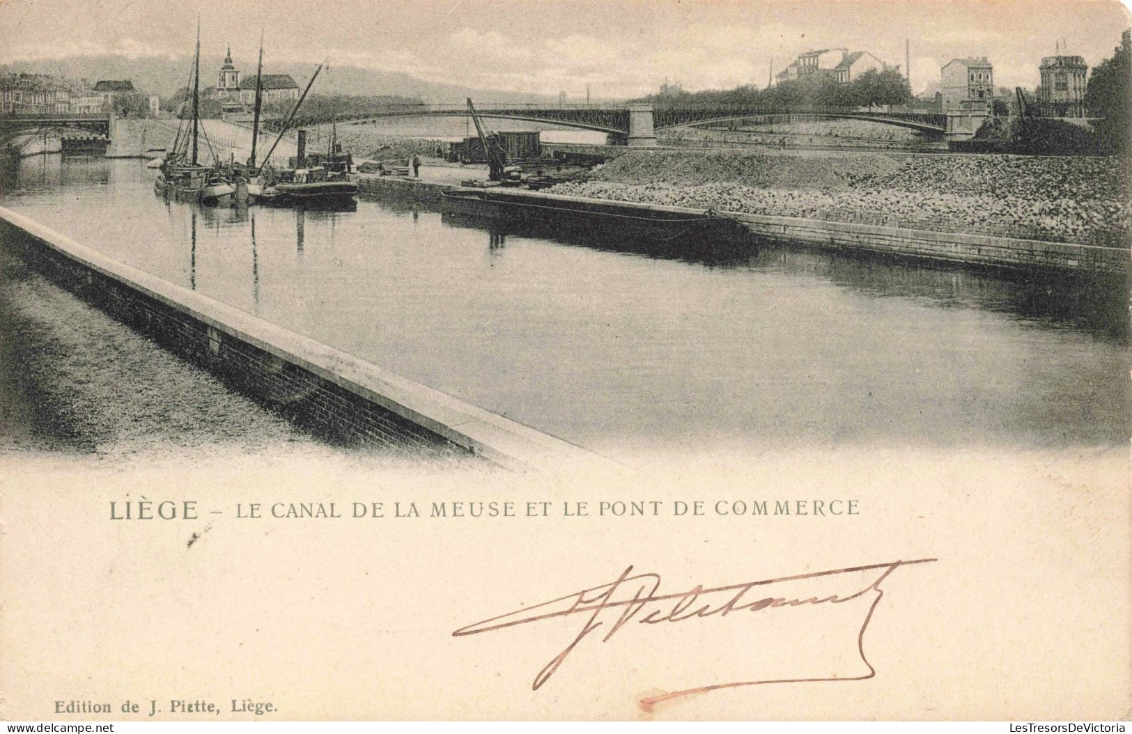 BELGIQUE - Liège - Le Canal De La Meuse Et Le Pont De Commerce - Bâteaux - Carte Postale Ancienne - Liege