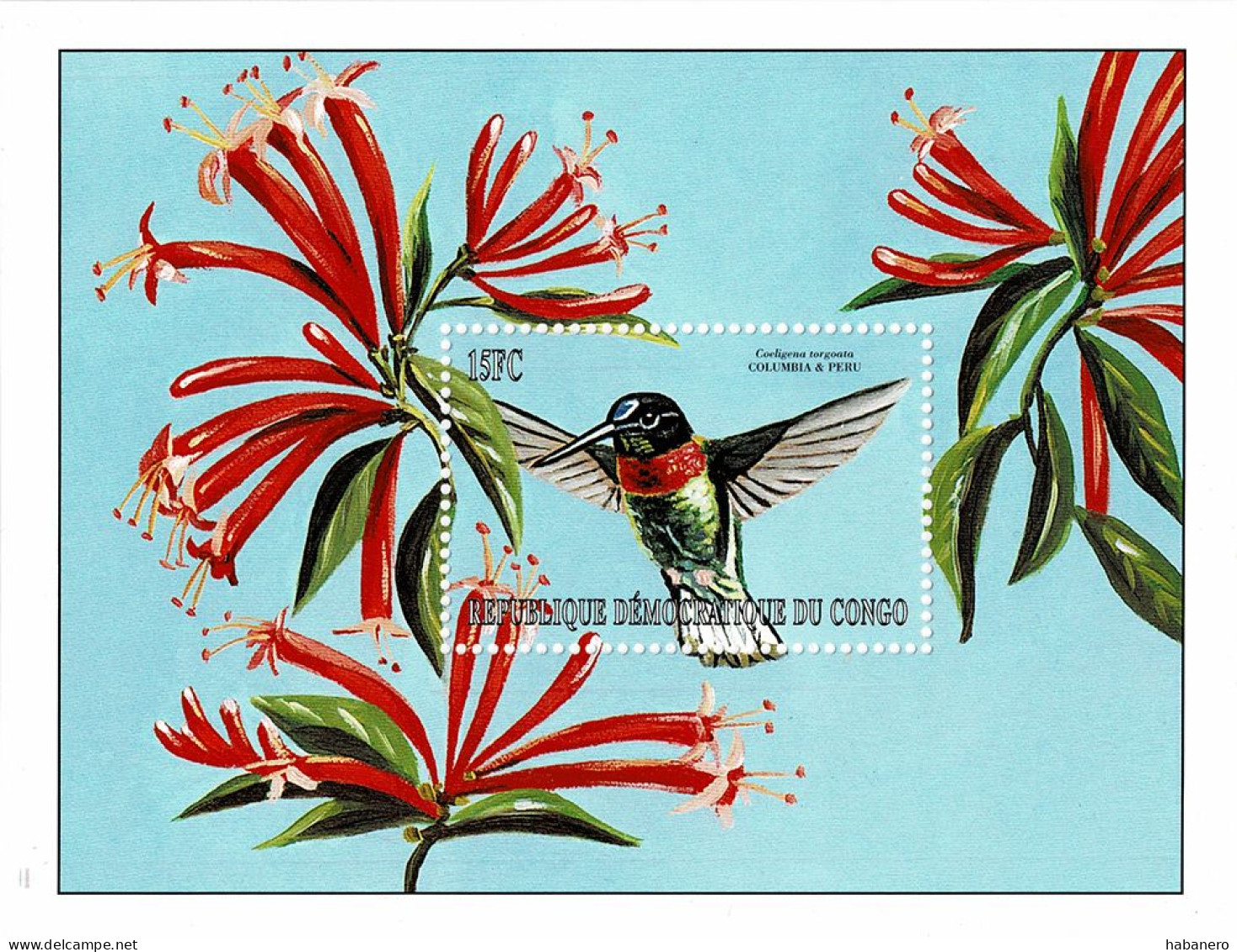 CONGO 2000 Mi BL 92 HUMMINGBIRD MINT MINIATURE SHEET ** - Hummingbirds