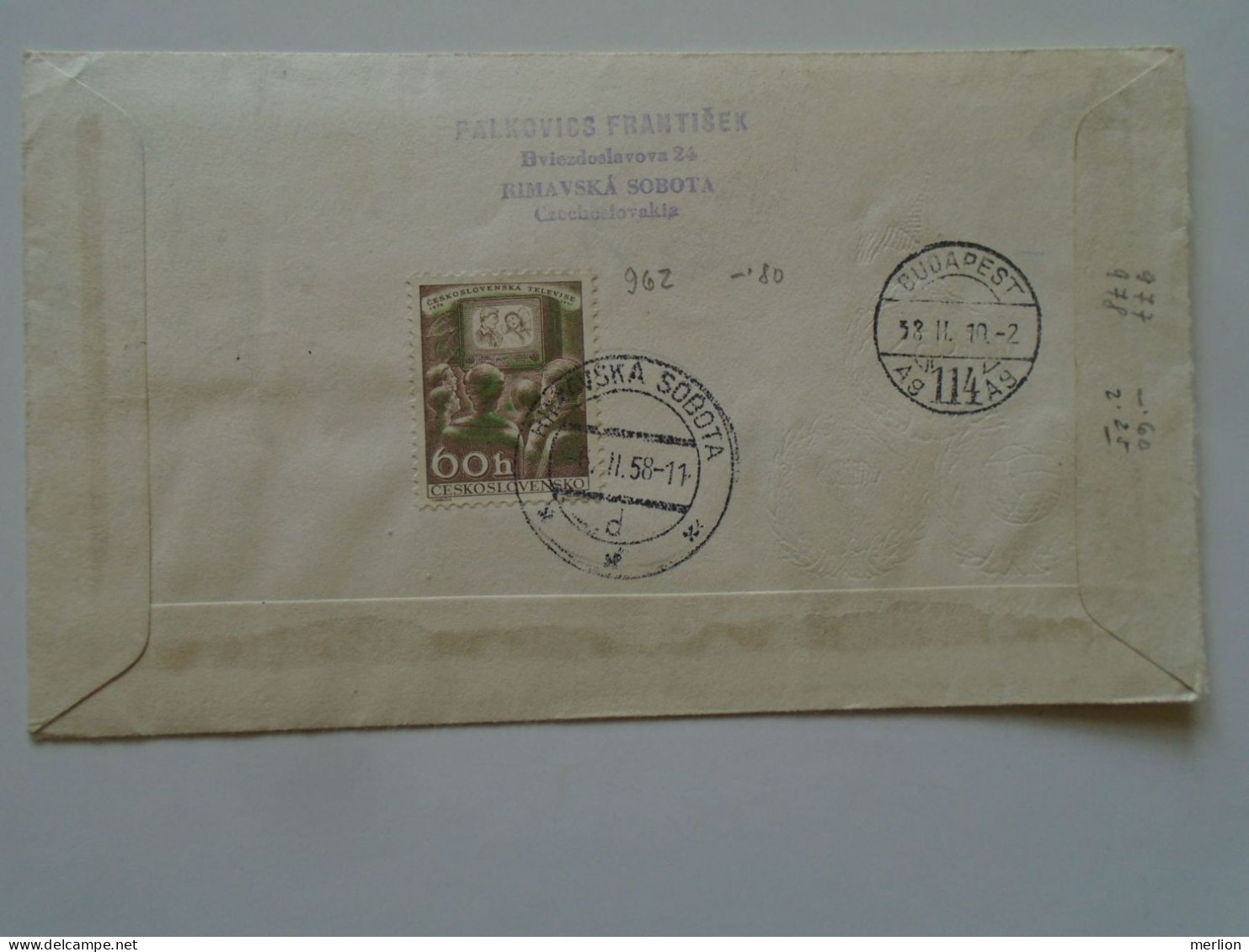 D196958  Czechoslovakia Rimavska Sobota   Registered  FDC Praha Sport   1958   Volleyball Parachutting   To Hungary - Fallschirmspringen