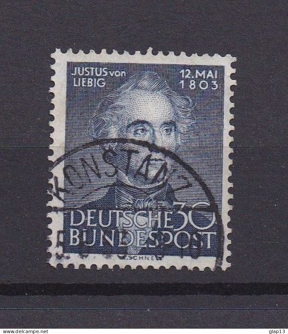 ALLEMAGNE FEDERALE 1953 TIMBRE N°52 OBLITERE JUSTUS VON LIEBIG - Gebraucht