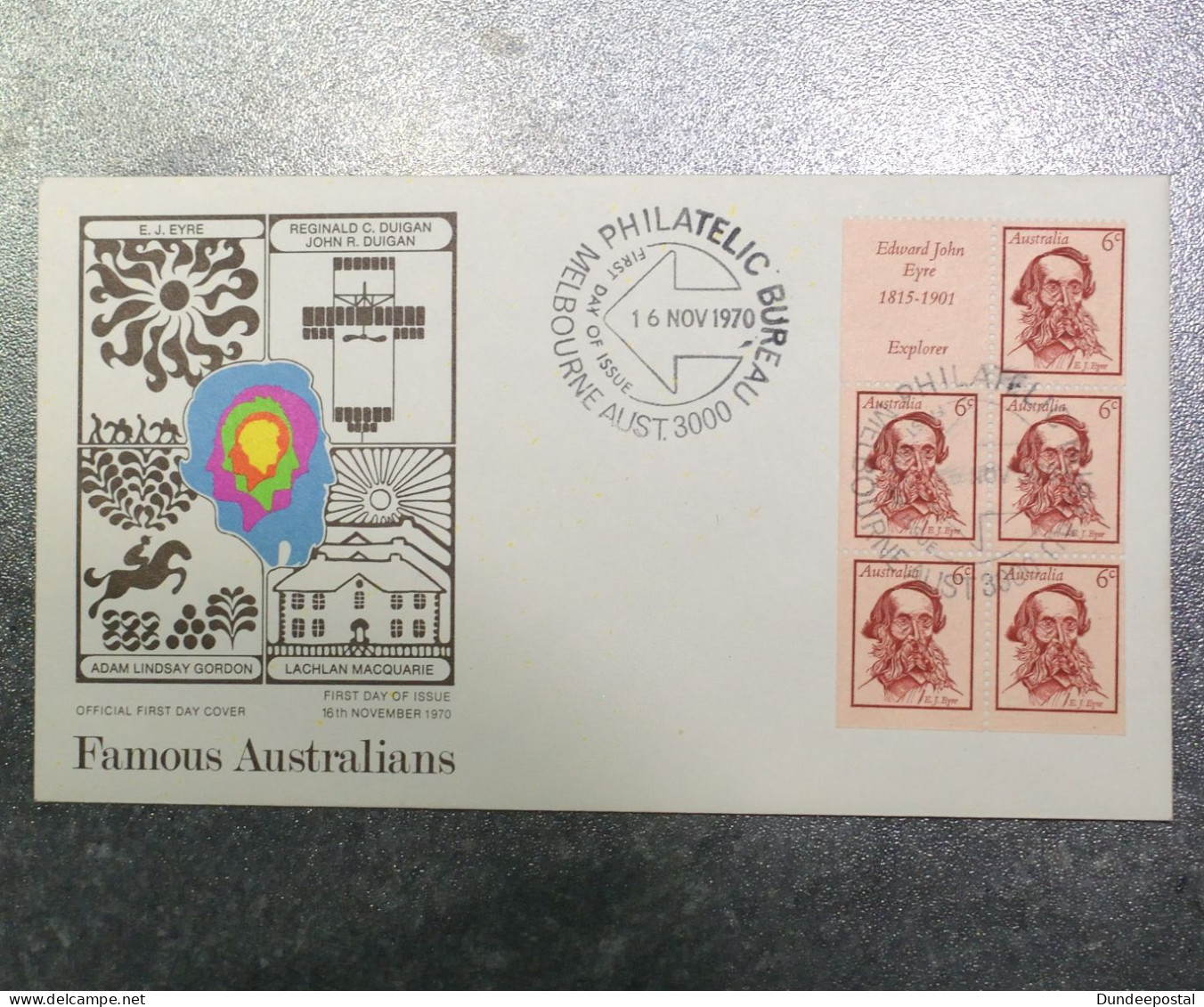 AUSTRALIA  First Day Cover  4x Famous Australians 1970  ~~L@@K~~ - Lettres & Documents