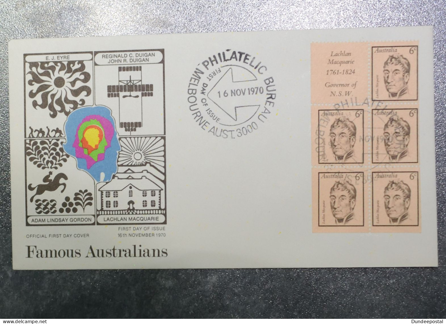 AUSTRALIA  First Day Cover  4x Famous Australians 1970  ~~L@@K~~ - Lettres & Documents