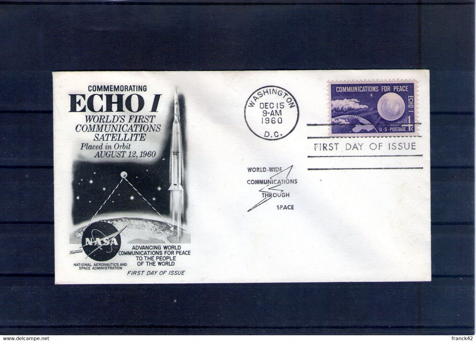 Etats Unis. Enveloppe Fdc. World's First Communications Satellite. 15/09/1960 - 1951-1960