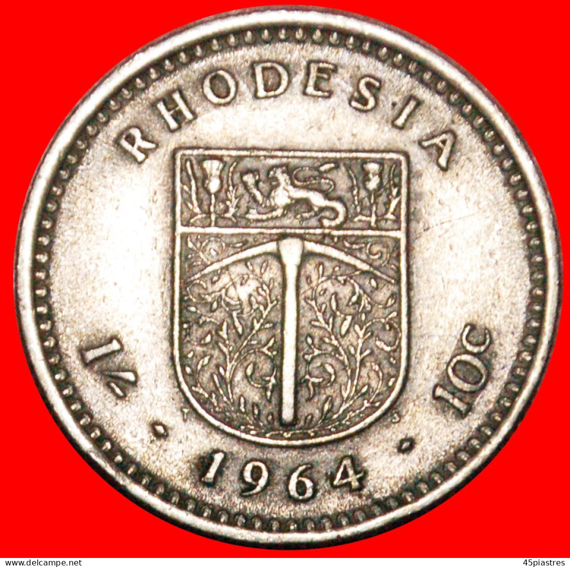 * DOUBLE DENOMINATION: RHODESIA  1 SHILLING - 10 CENTS 1964! ELIZABETH II (1953-2022)  ·  LOW START · NO RESERVE! - Rhodesia