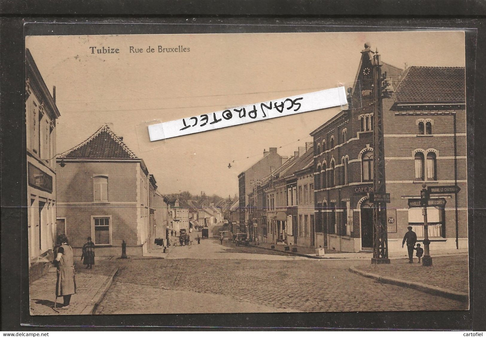 TUBIZE-RUE DE BRUXELLES-CARTE ANIMEE-TRES RARE-EDIT.DEFLANDRE-ENVOYEE-1944-TOP- ETAT-VOYEZ LES 2 SCANS ! ! ! - Tubeke