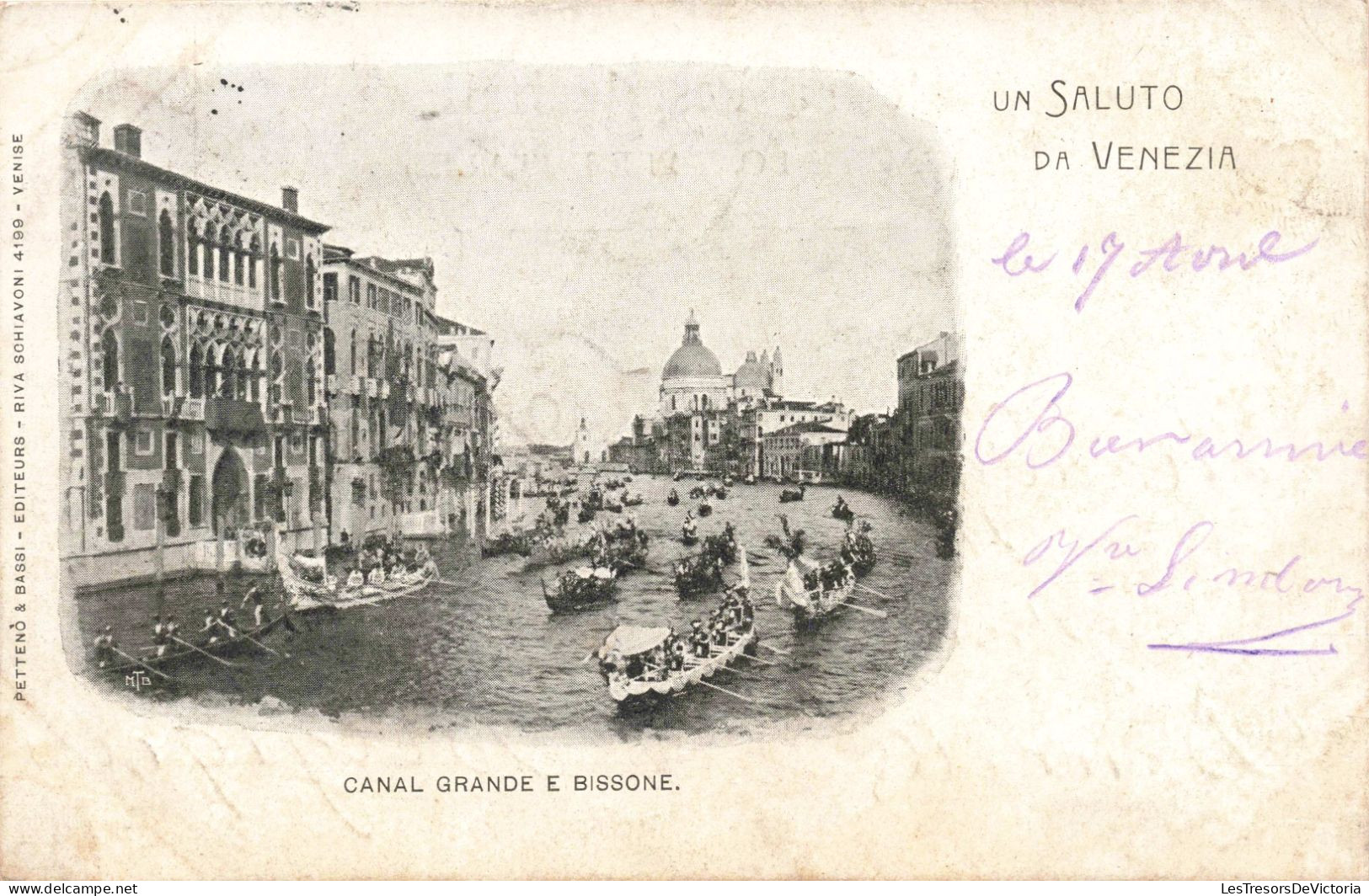 ITALIE - Un Samluto Da Venezia - Canal Grande E Bissone - Animé - Gondoles - Carte Postale Ancienne - Venezia