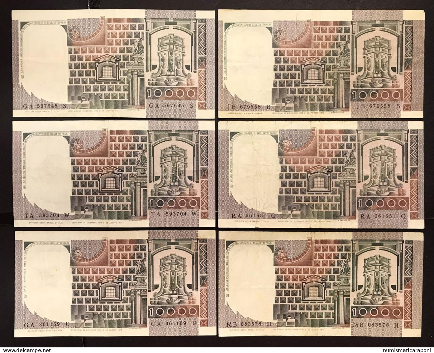 ITALIA 10000 Lire Del Castagno 29 12 1978 Lotto Di 10 Es.   LOTTO 4695 - 10000 Lire