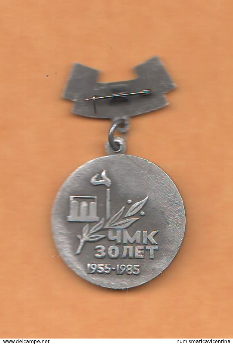 Russia Spilla CHMK Chelyabinsk Metallurgical 1955 / 85 Medal Russian Steel Plant 30 Birthday - Non Classés