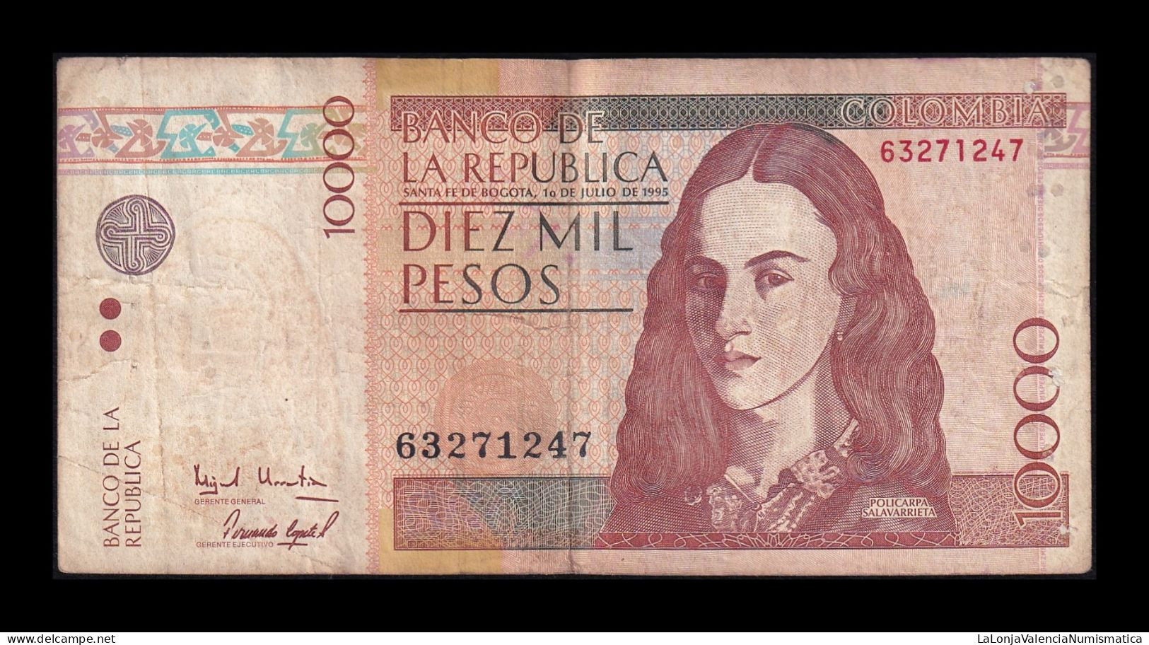 Colombia 10000 Pesos 1995 Pick 444a Bc/+ F/+ - Colombie