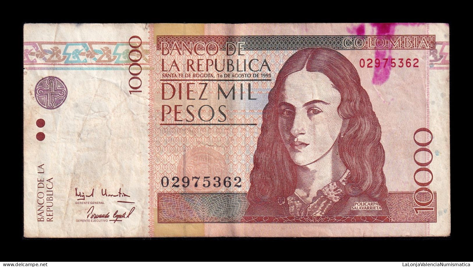 Colombia 10000 Pesos 1995 Pick 444a Bc/+ F/+ - Colombie