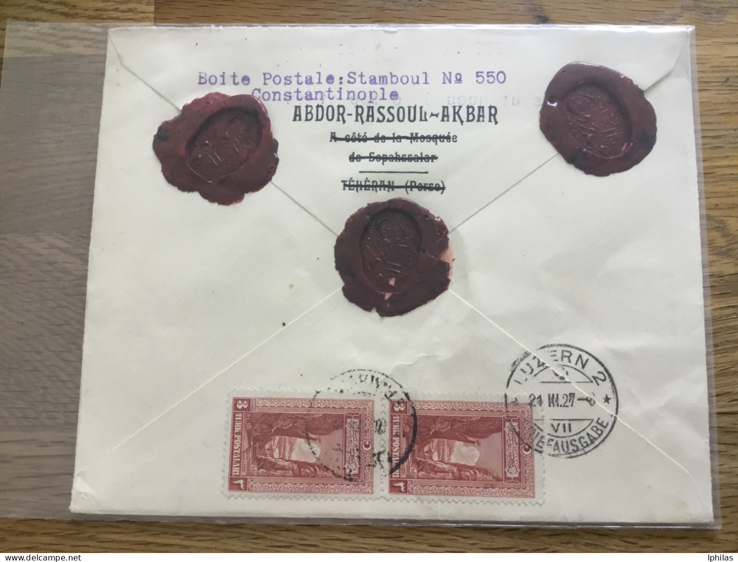 Türkei 1927 In Die Schweiz Mit Siegel R- Brief - Briefe U. Dokumente