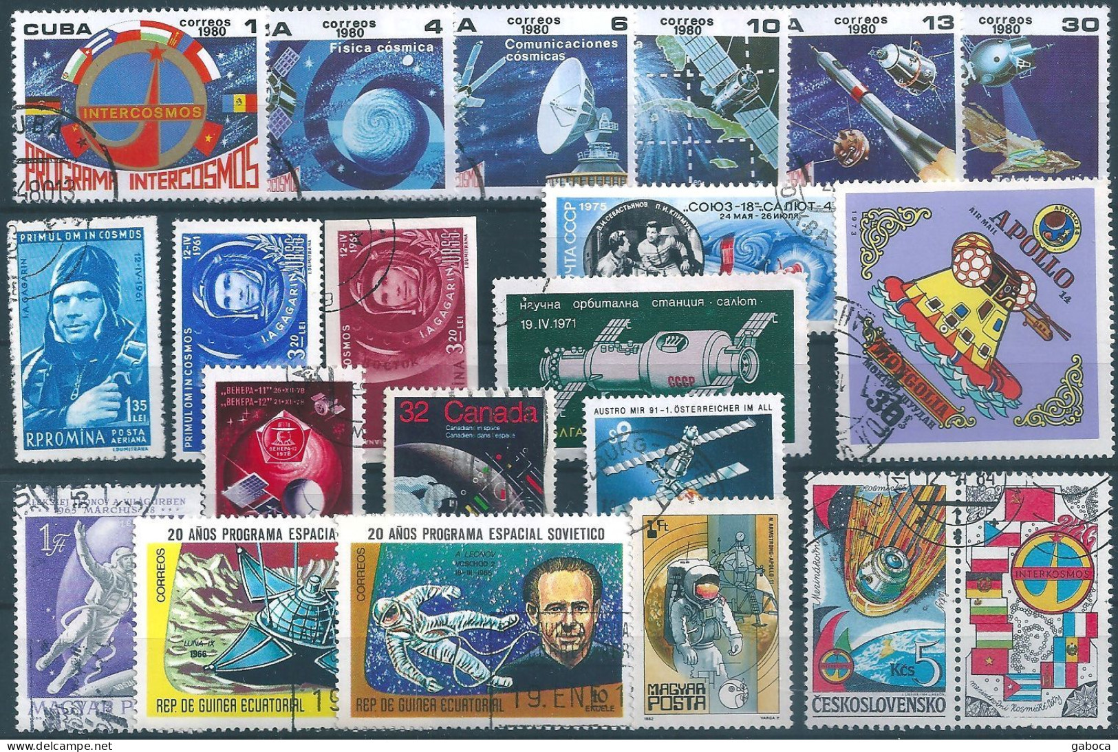 C4740 Space Astronaut Gagarin Spacecraft Moon Venus Satellite Science 2xSet+11xStamp Used Lot#568 - Verzamelingen