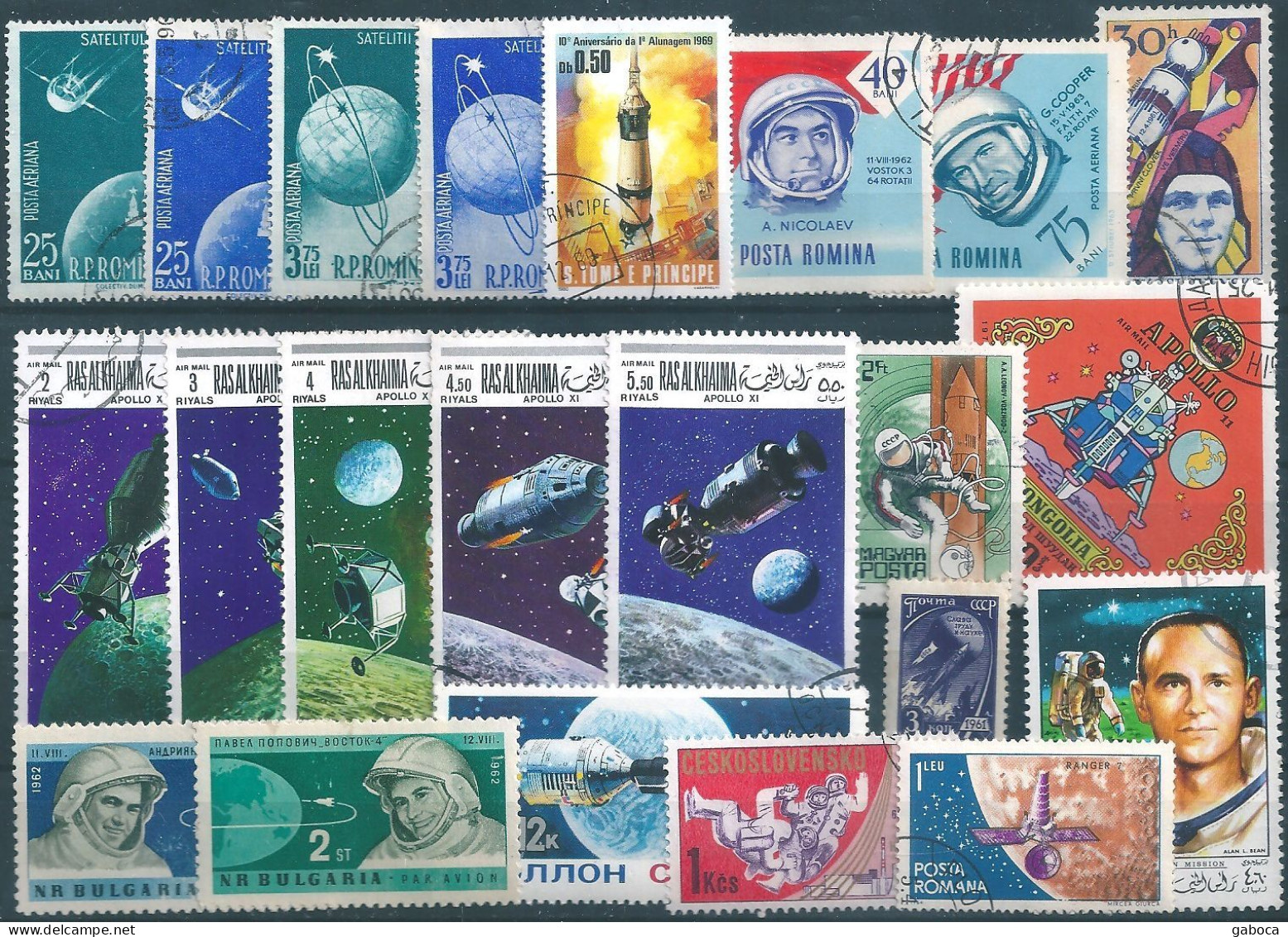 C4746 Space Spacetravel Satellite Astronaut Planet Flag 1xSet+18xStamp Used  Lot#574 - Verzamelingen
