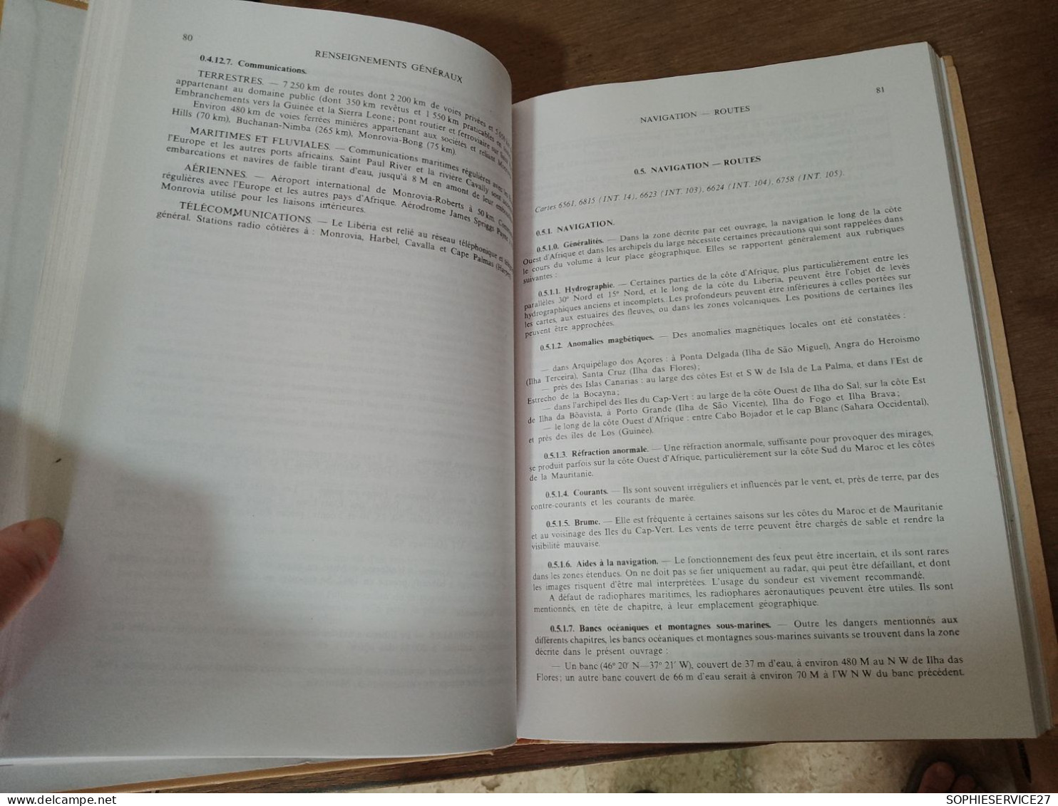 127 //  INSTRUCTIONS NAUTIQUES AFRIQUE - COTE OUEST 1981 / SERVICE HYDROGRAPHIQUE ET OCEANOGRAPHIQUE DE LA MARINE - Boats