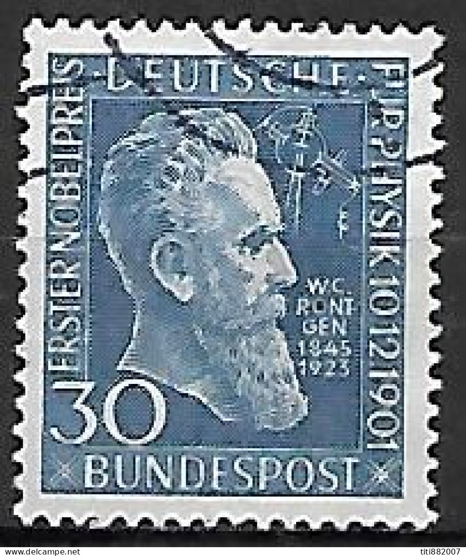 ALLEMAGNE   -   1951 .  Y&T N° 33 Oblitéré.  Cote 30 Euros.  Nobel De Physique, W.C. Rontgen. - Gebraucht
