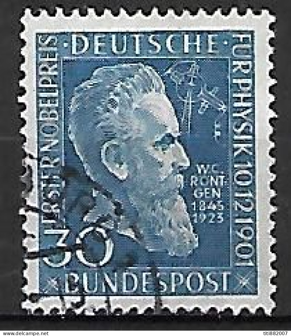 ALLEMAGNE   -   1951 .  Y&T N° 33 Oblitéré.  Cote 30 Euros.  Nobel De Physique, W.C. Rontgen. - Gebraucht