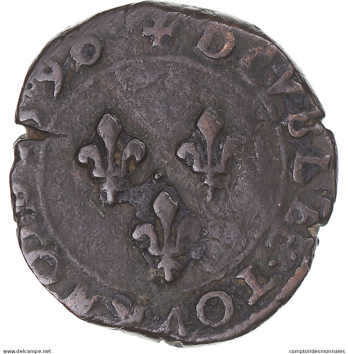 Monnaie, France, Charles X, Double Tournois, 1590, Dijon, TB, Cuivre - 1589-1610 Enrique IV