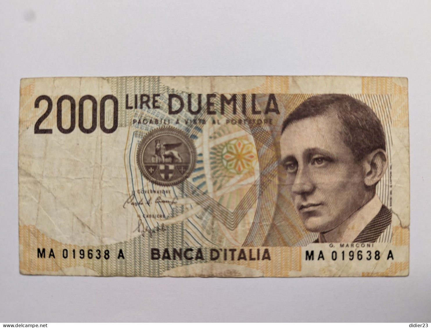 BILLET DE BANQUE ITALIE 2000 LIRES - 2000 Liras