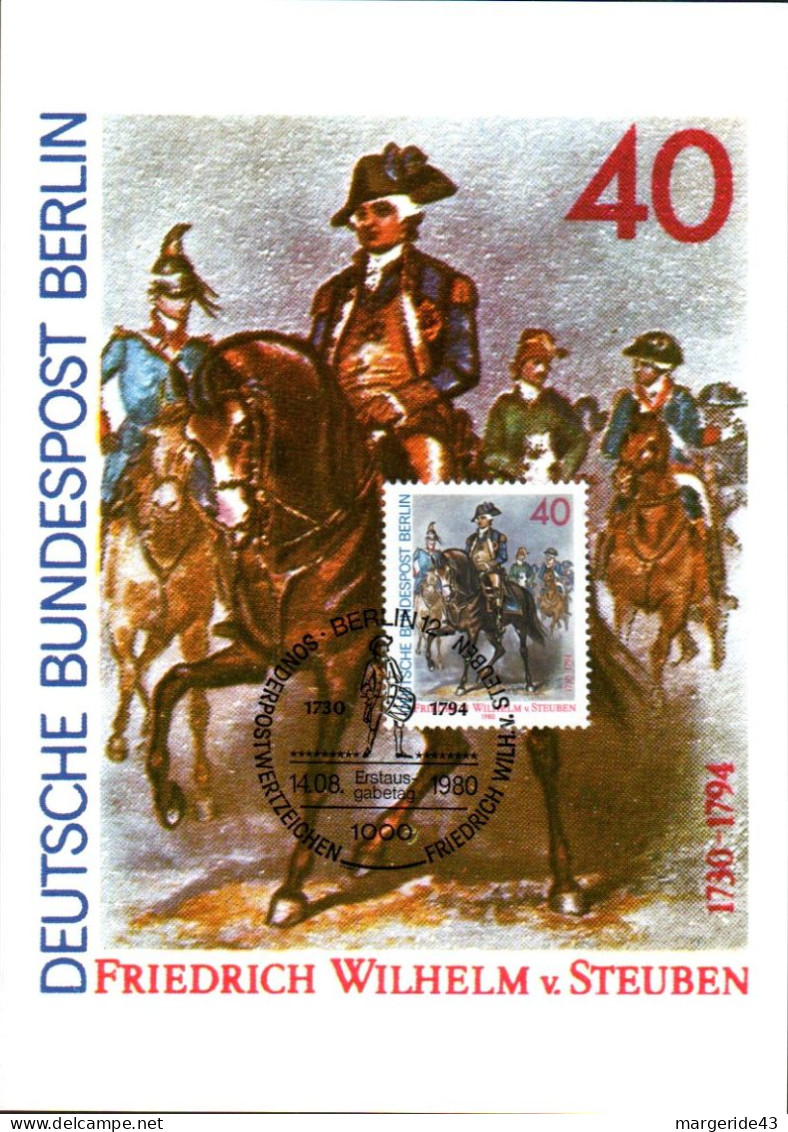 BERLIN CARTE MAXIMUM 1980 GENERAL VON STEUBEN - Maximum Cards