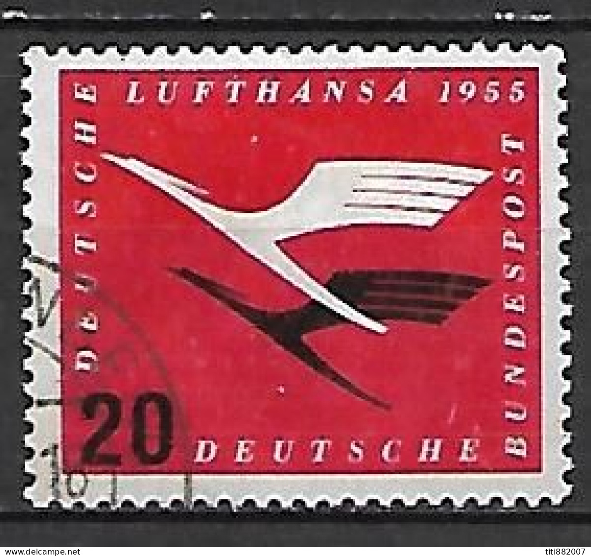 ALLEMAGNE   -   1955 .  Y&T N° 84 Oblitéré.  Lufthansa  /  Avion - Gebraucht