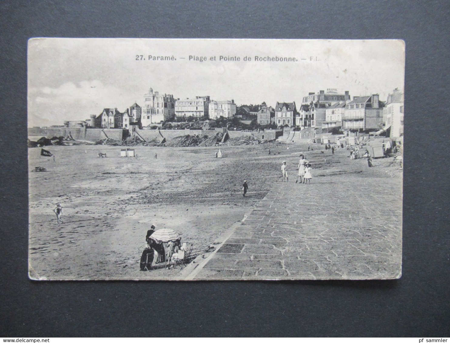 AK 1910 Paramé Plage Et Pointe De Rochebonne Verwendet In Der Schweiz (Bulle - Montbovon) Mit 2x Tellknabe - Spoorwegen