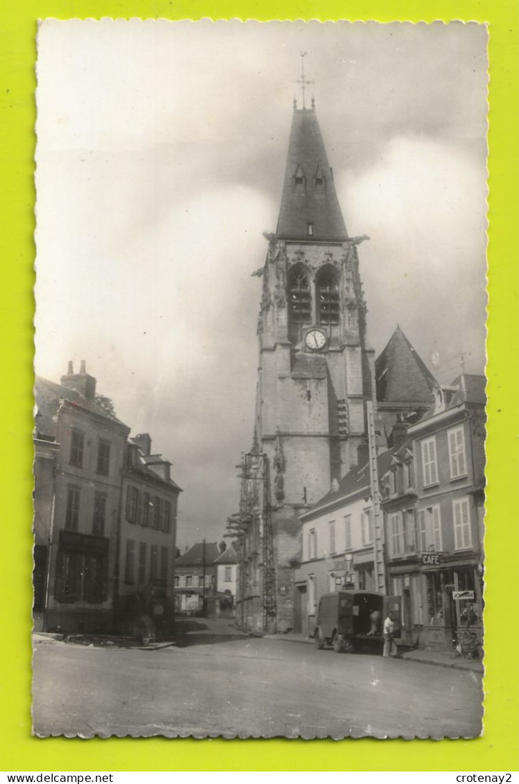 80 CONTY L'Eglise Et La Place VOIR ZOOM Café Du Commerce Banque Nationale Fourgon Renault Vélo VOIR DOS - Conty