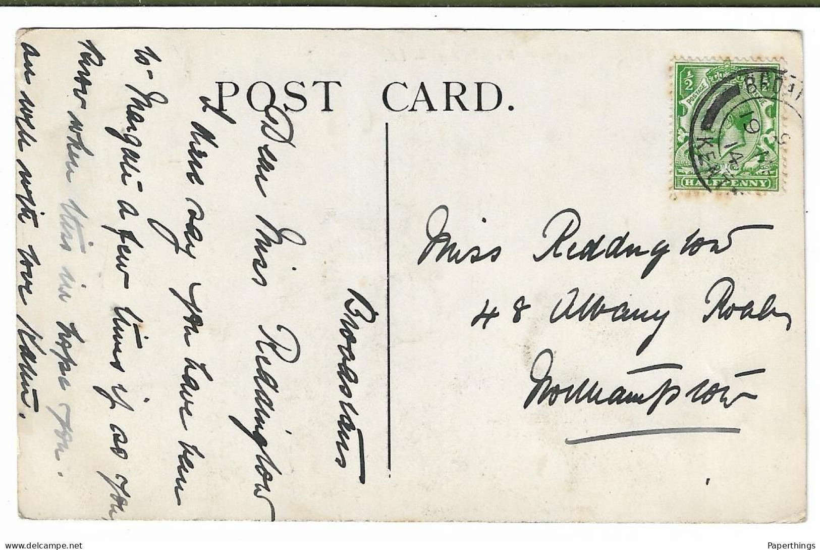 Postcard, Kent, Margate, Cliftonville, Walpole Bay, Tents, People, House, 1914. - Margate
