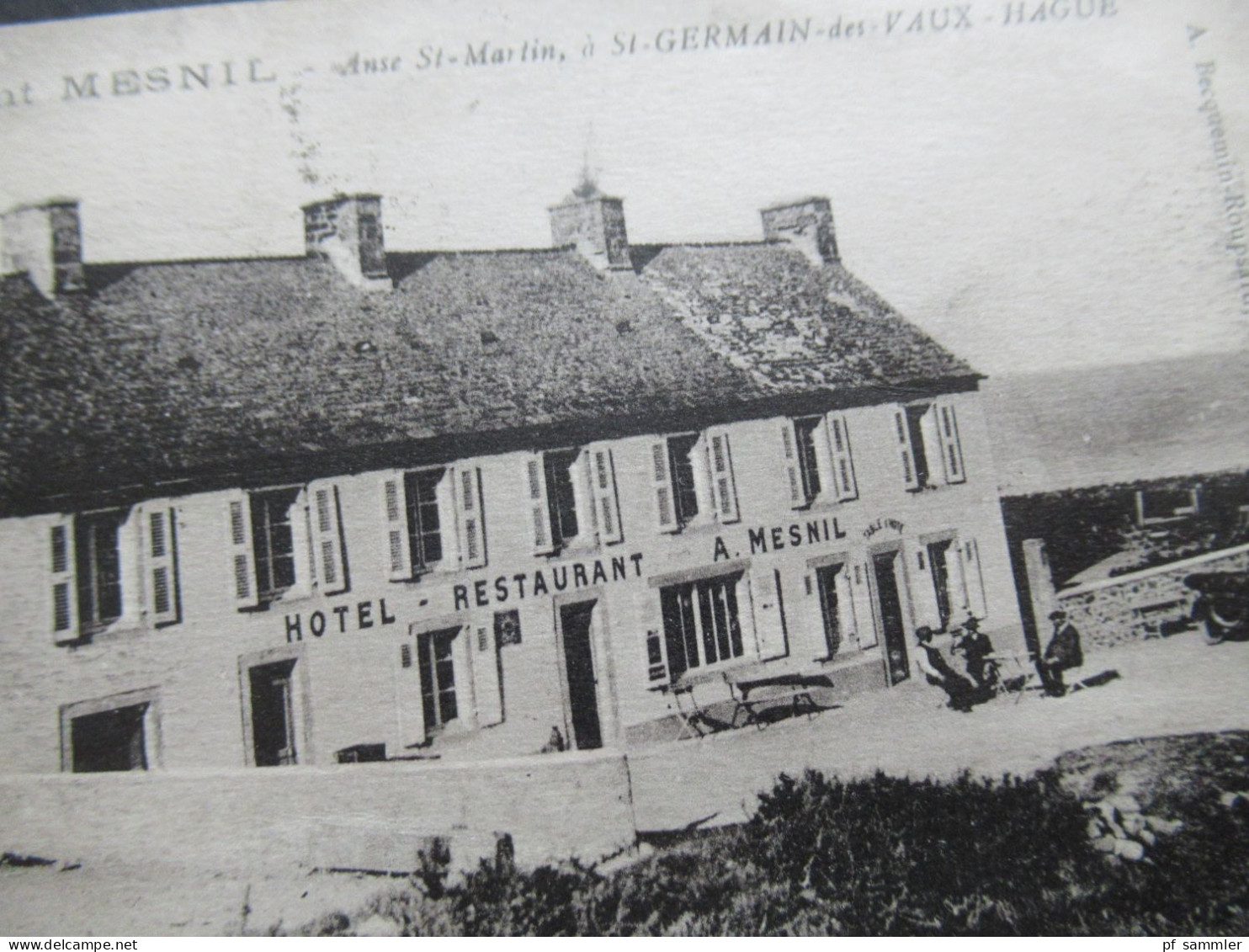 AK Frankreich 1927 Hotel Restaurant Mesnil Anse St Martin A St Germain Des Vaux Hague / Au Moulin A Vent Avec Garage - Hotels & Gaststätten