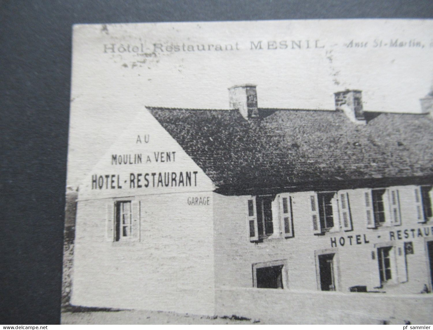 AK Frankreich 1927 Hotel Restaurant Mesnil Anse St Martin A St Germain Des Vaux Hague / Au Moulin A Vent Avec Garage - Hotels & Restaurants