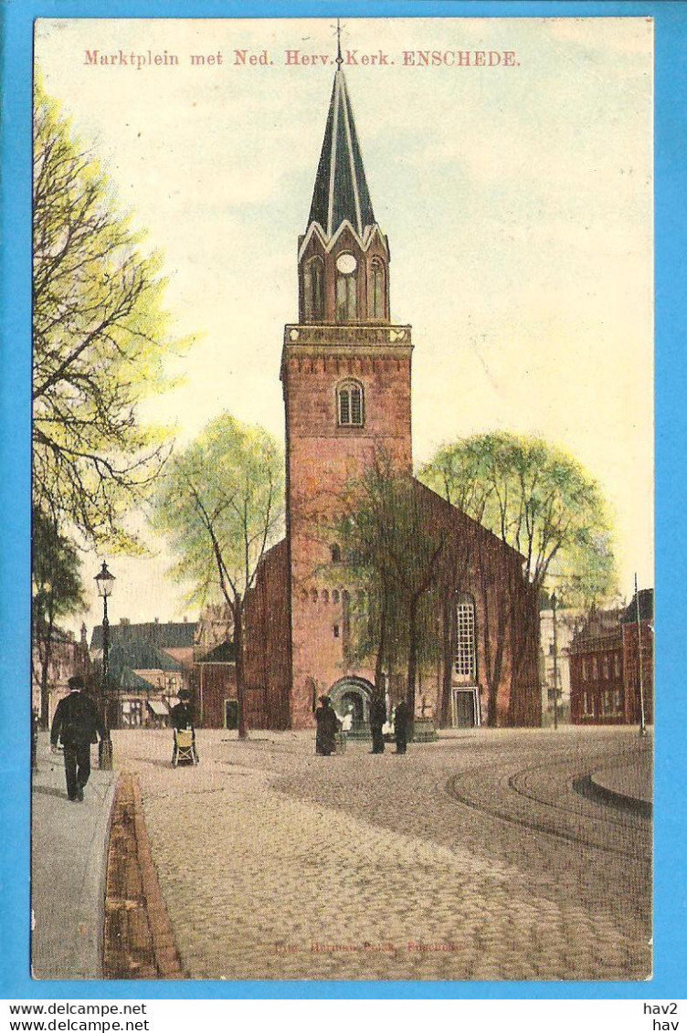 Enschede Markt Met NH Kerk 1911 RY48886 - Enschede