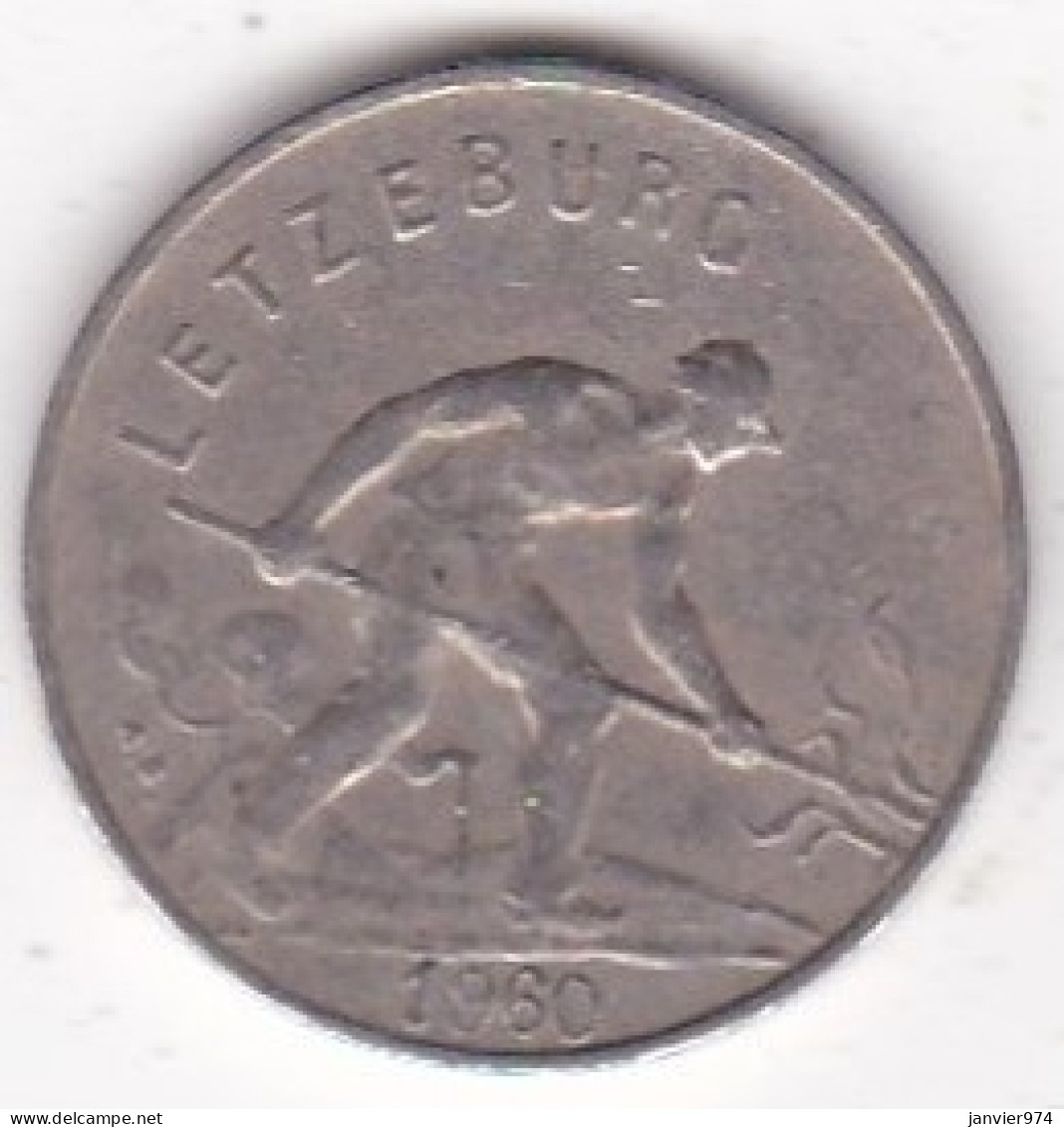 Letzeburg – Luxembourg . 1 Franc 1960, Charlotte, En Cupronickel, KM# 46.3 - Lussemburgo