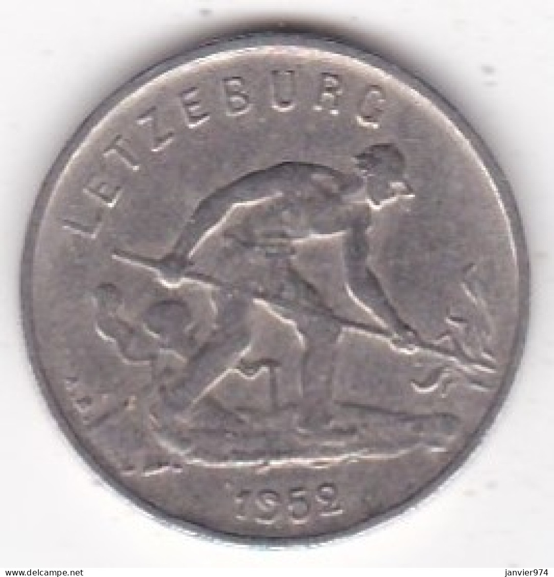 Letzeburg – Luxembourg . 1 Franc 1952, Charlotte, En Cupronickel, KM# 46.3 - Lussemburgo