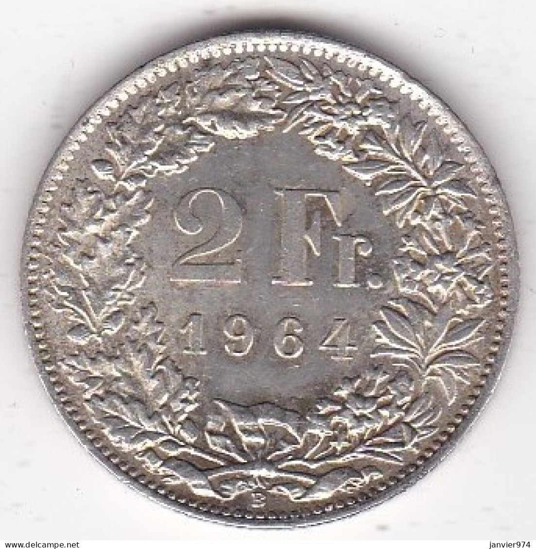 Suisse. 2 Francs 1964 B, En Argent, KM# 21 - 2 Franken