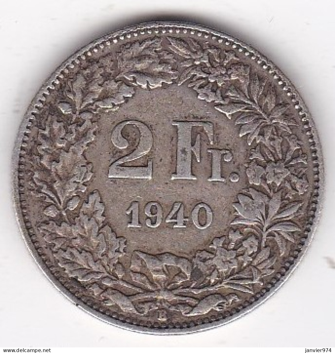 Suisse. 2 Francs 1940 B, En Argent, KM# 21 - 2 Franken