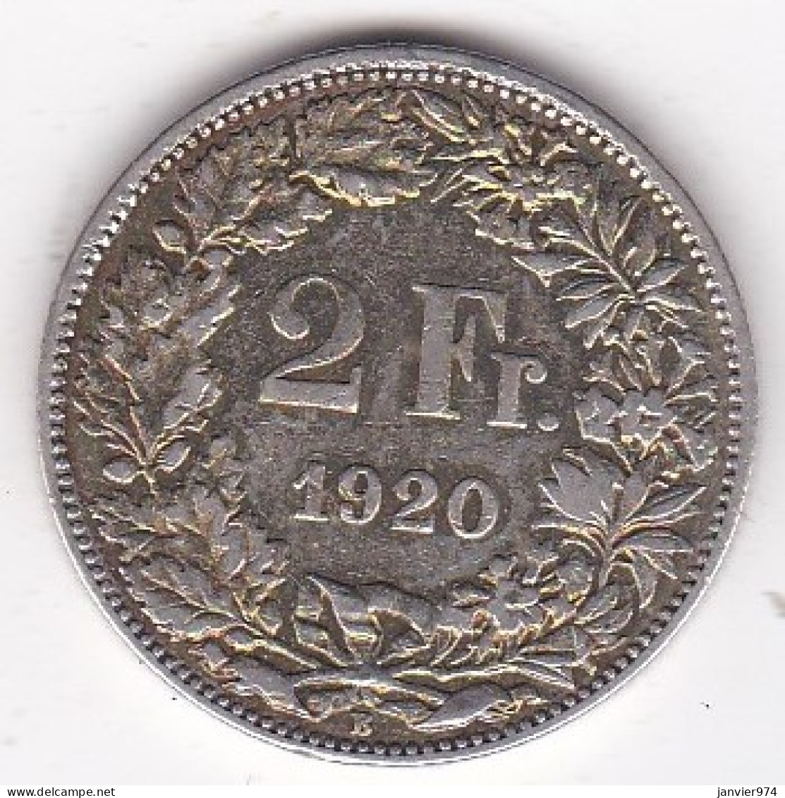 Suisse. 2 Francs 1920 B, En Argent, KM# 21 - 2 Francs