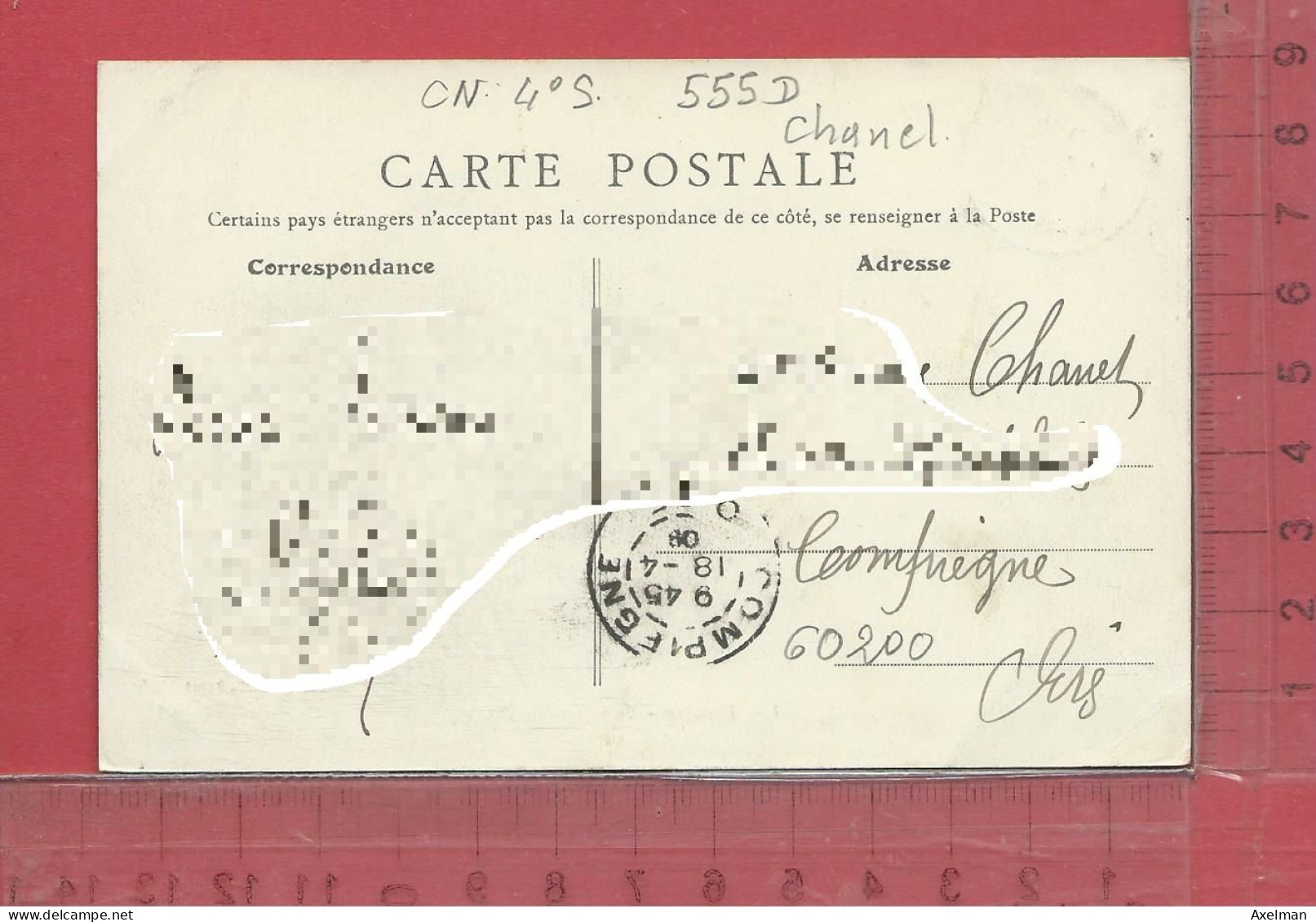 CARTE NOMINATIVE :  CHANEL  à  60200  Compiègne - Genealogy