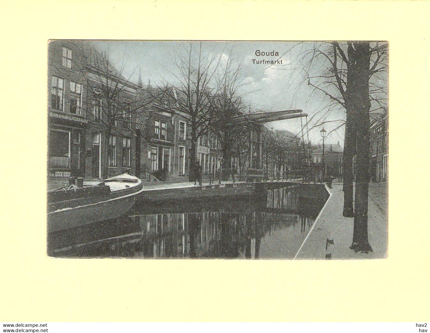 Gouda Turfmarkt Schip En Brug 1926 RY45993 - Gouda