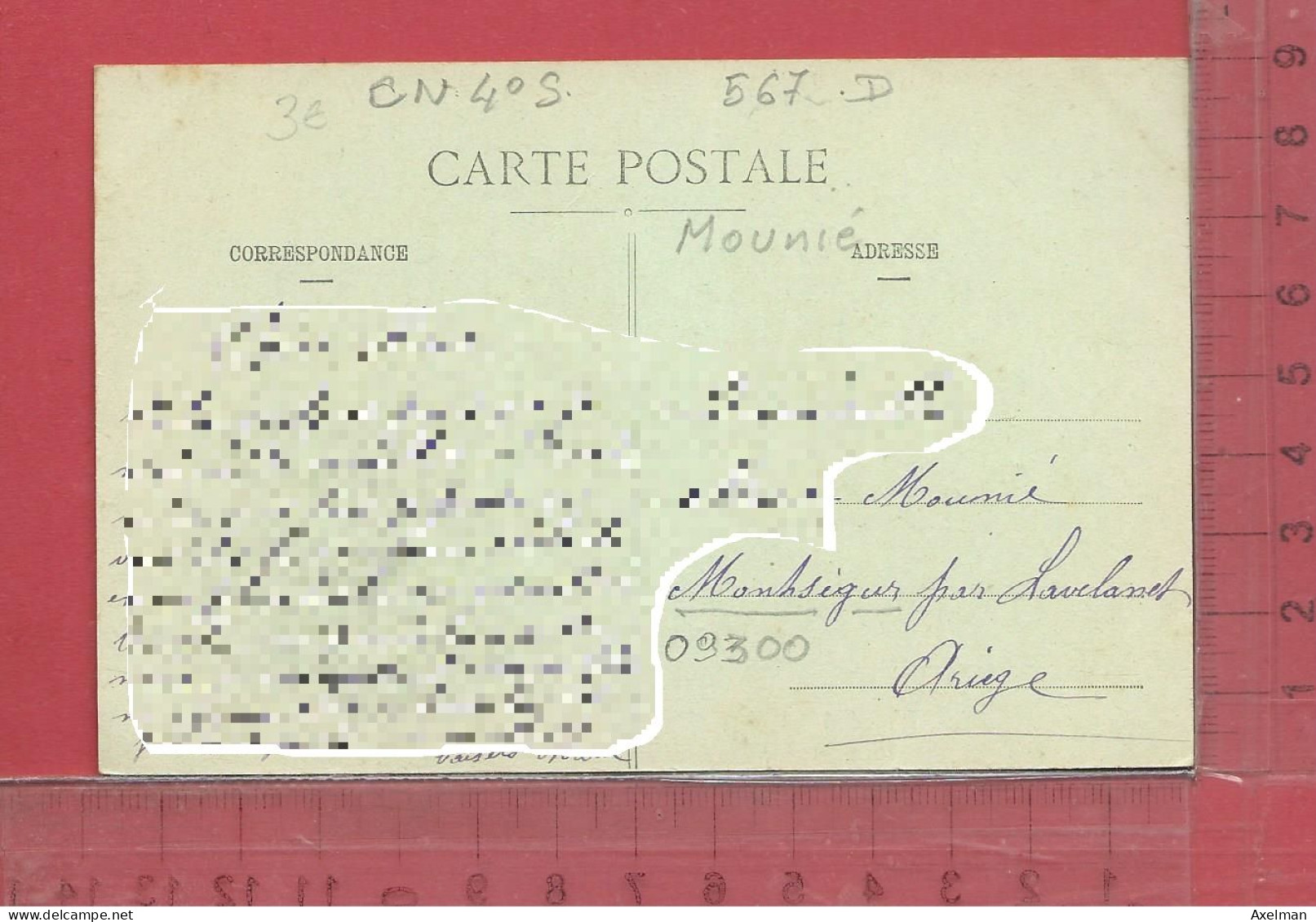 CARTE NOMINATIVE :  MOUNIE  à  09300  Montségur - Genealogia