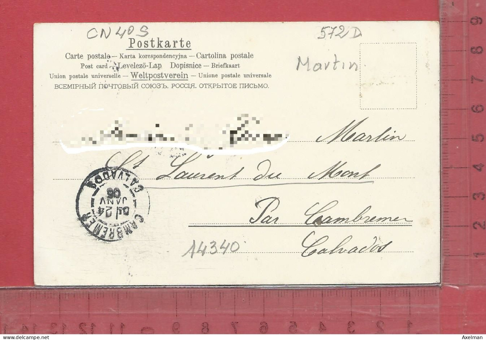 CARTE NOMINATIVE :  MARTIN  à  14340  Saint-Laurent Du Mont - Genealogy