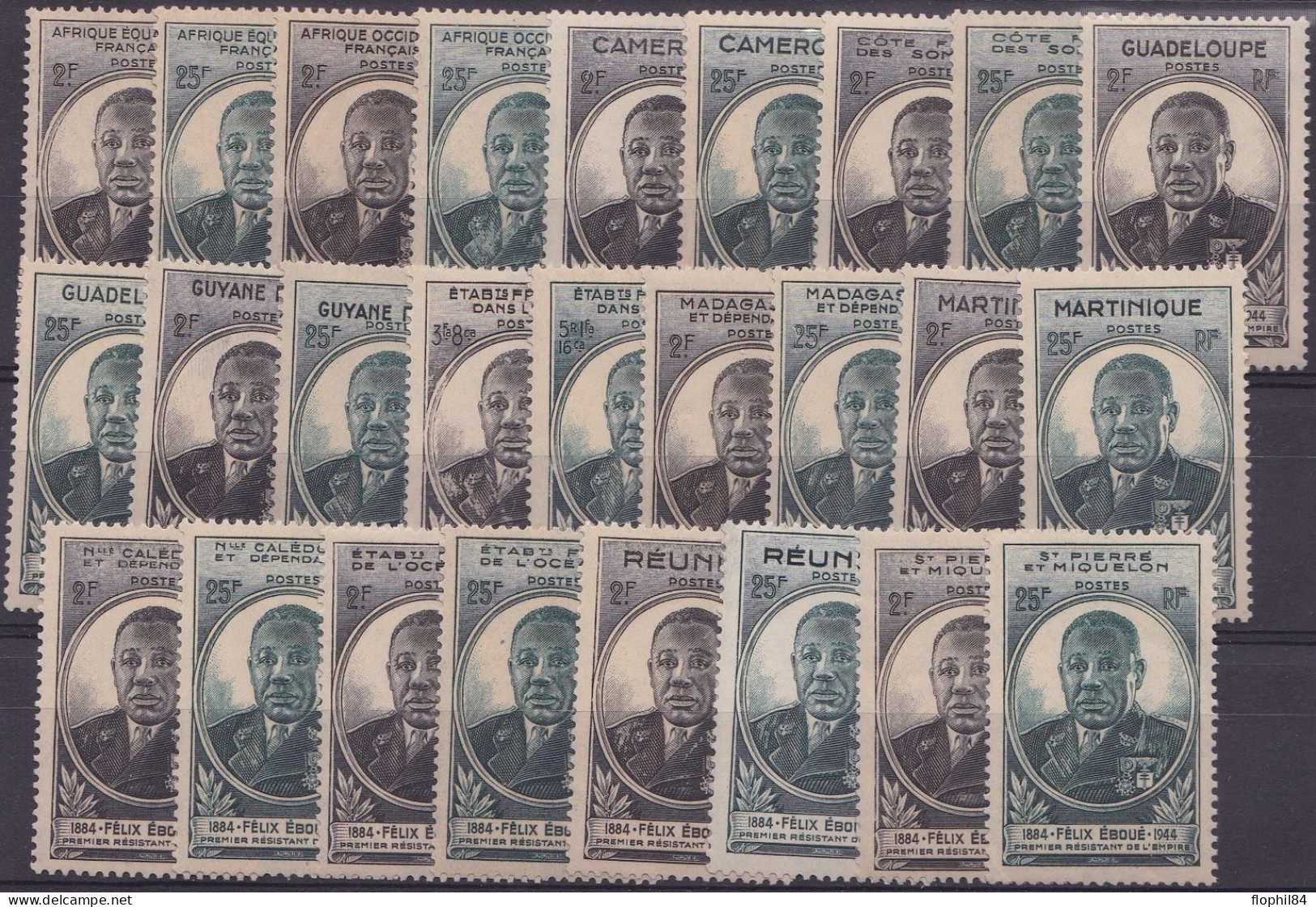 GOUVERNEUR  GENERAL FELIX EBOUE - SERIE COMPLETE - 26 TIMBRES - SANS TRACE DE CHARNIERE - COTE 49€ . - 1941 Défense De L'Empire