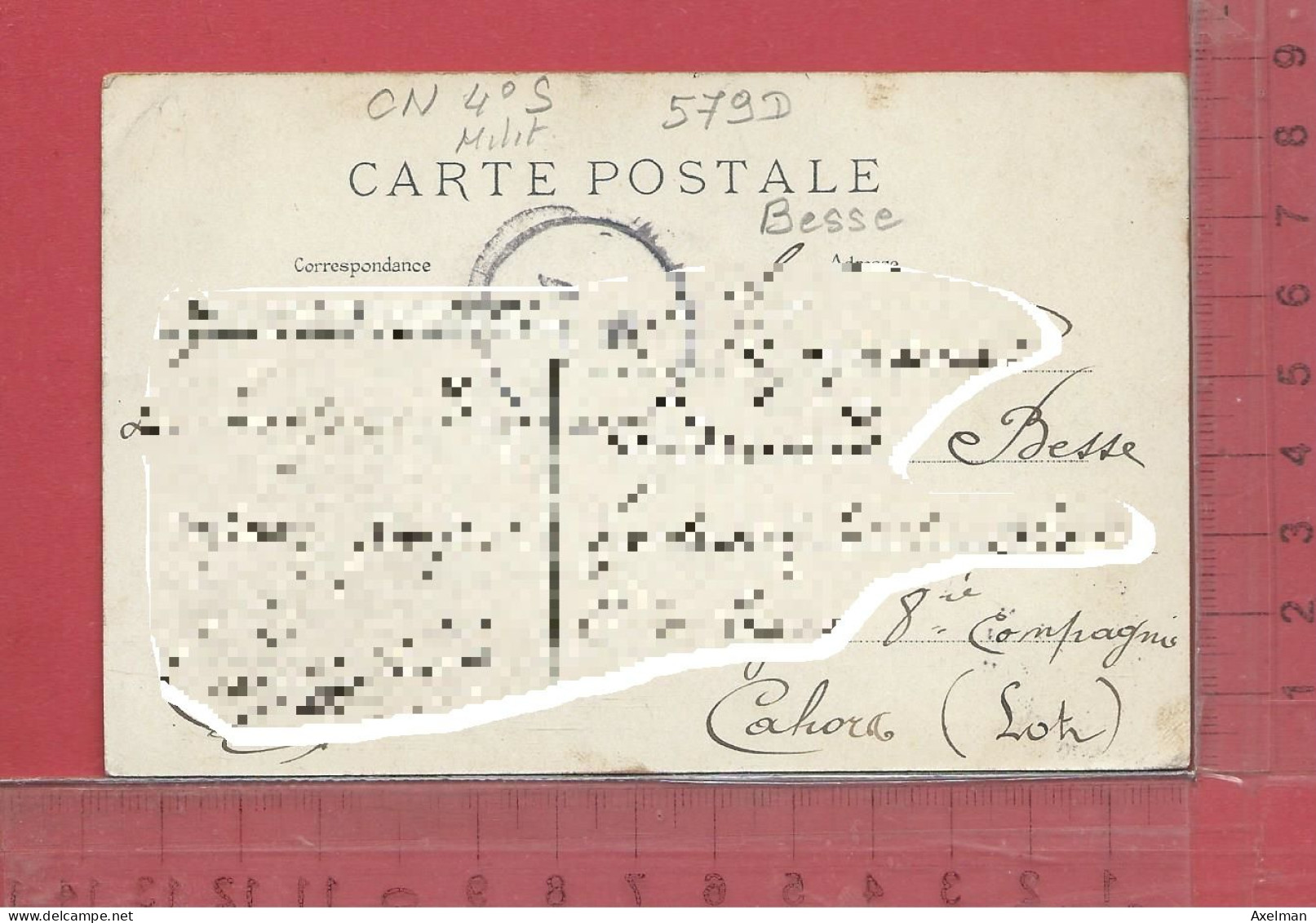 CARTE NOMINATIVE :  Militaria  BESSE ( Fantassin 2° Classe ) à  46000  Cahors - Genealogie