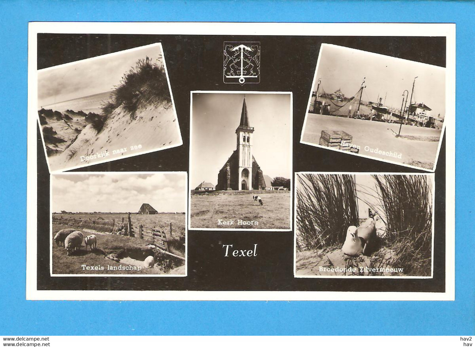 Texel 5-luik Met Landschap En Kerk 1953 RY47312 - Texel