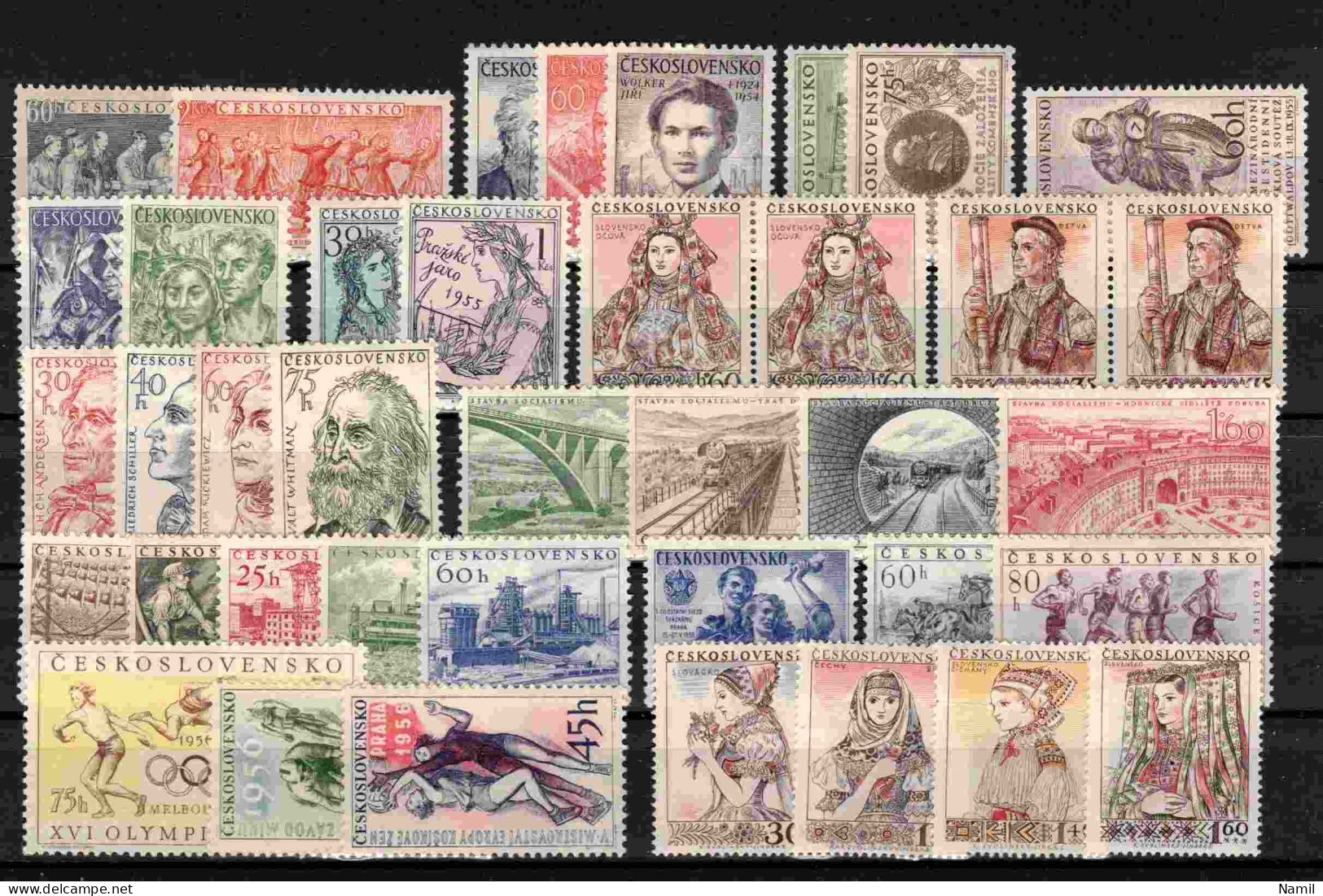 ** Tchécoslovaquie 1953-6 Lot Avec Timbres Sans Charniere, 3 Timbres Pd De Gomme - Collections, Lots & Séries