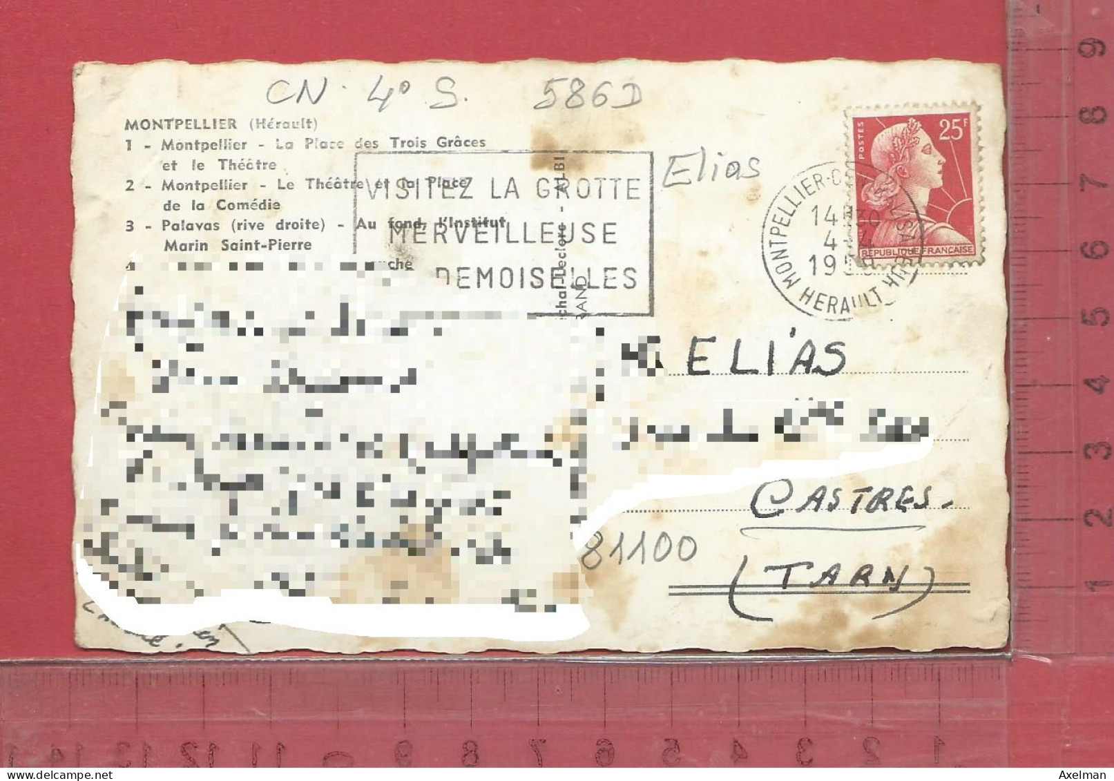 CARTE NOMINATIVE :  ELIAS  à  81100  Castres - Genealogie