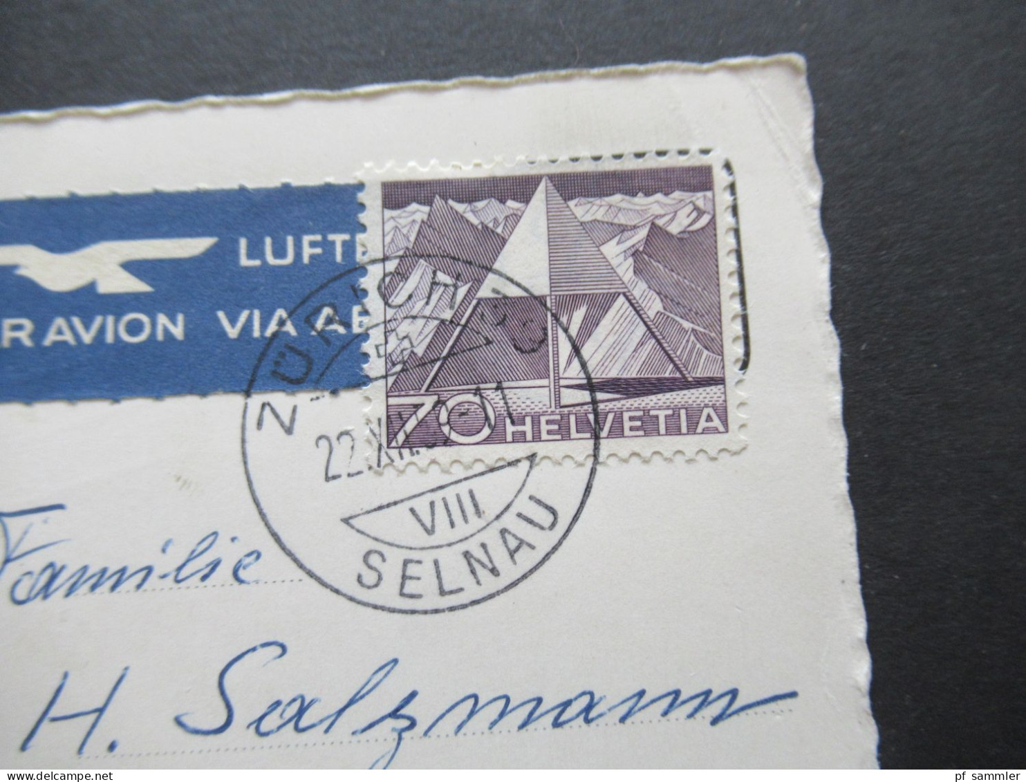 Schweiz 1959 AK Zürich Limmat Mit Luftpost Par Avion Nach Valparaiso Chile / Übersee - Brieven En Documenten