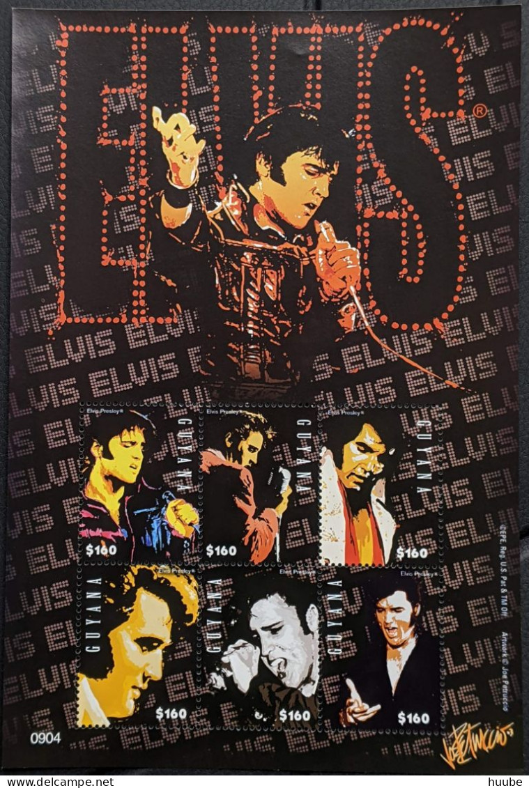 Guyana, 2009, Mi 7982-7987, Elvis Presley Commemoration, Sheet Of 6v, MNH - Elvis Presley